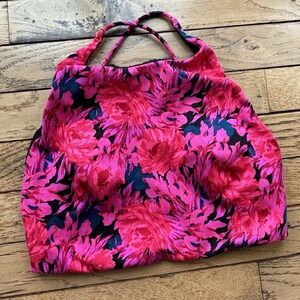 Victoria's Secret Pink Rose Floral Strappy Mesh Sports Bra Size XS Workout Yoga